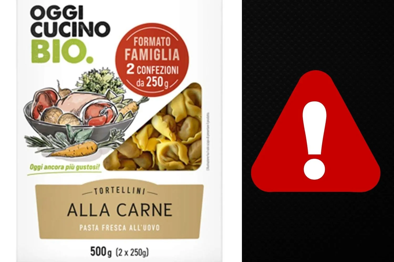Tortellini alla carne Oggi Cucino Bio richiamati per errori in etichetta