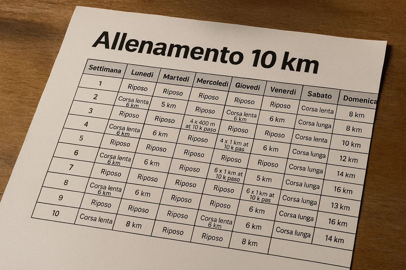 Allenamento 10 km: tabella e programma settimanale