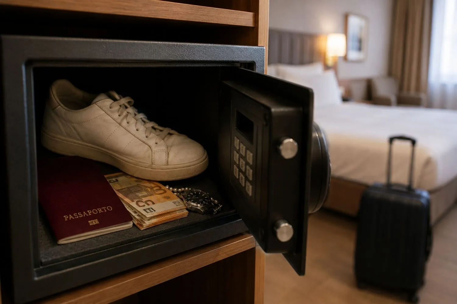 Perché alcuni viaggiatori mettono una scarpa dentro la cassaforte dell'hotel