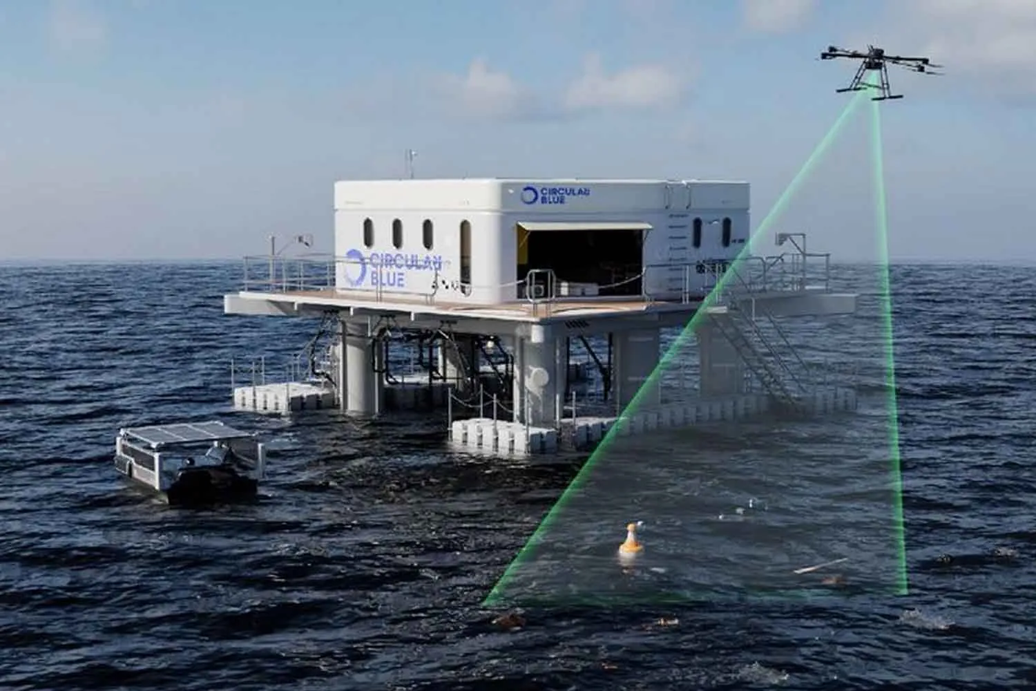 Un marchio di custodie per cellulari ha progettato una piattaforma galleggiante autonoma per la raccolta della plastica, con l'obiettivo di combattere l'inquinamento degli oceani