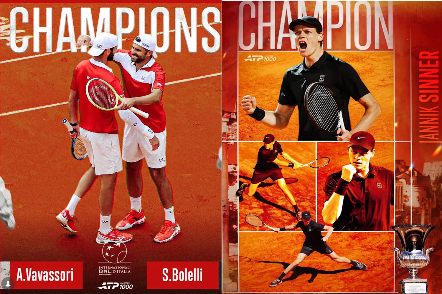 Immensi! Jannik Sinner e la coppia Simone Bolelli/Andrea Vavassori vincono gli Internazionali d’Italia e scrivono pagine di storia che non dimenticheremo