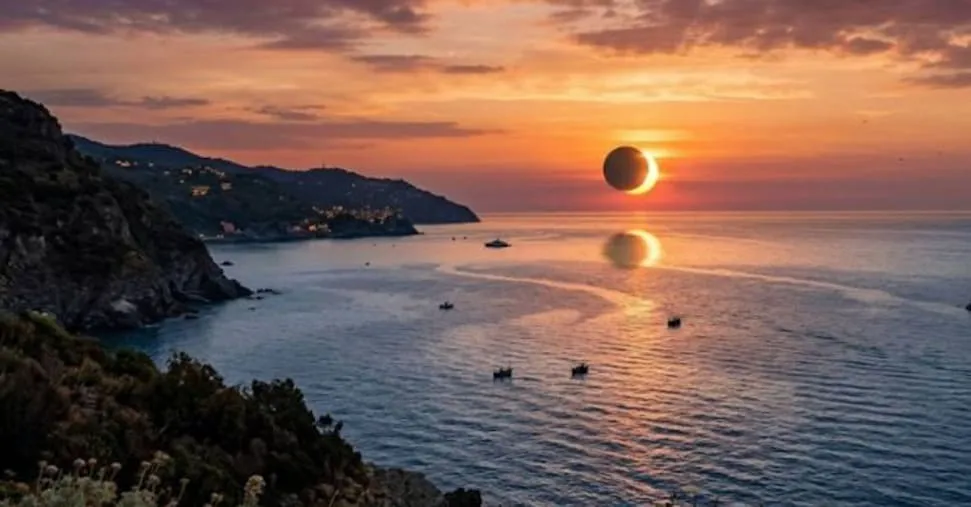 Precisione astronomica e meraviglia visiva: l’eclissi di Sole al tramonto si vedrà anche dall’Italia