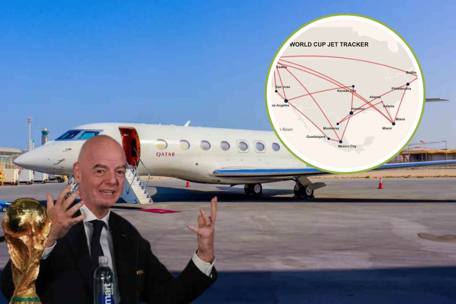 Tu ricicli la bottiglia, lui vola in jet privato: la polemica che travolge il presidente FIFA durante i Mondiali più inquinanti della storia